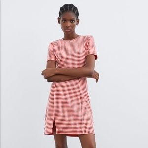 NWT Zara Plaid Red White Size Medium Dress M